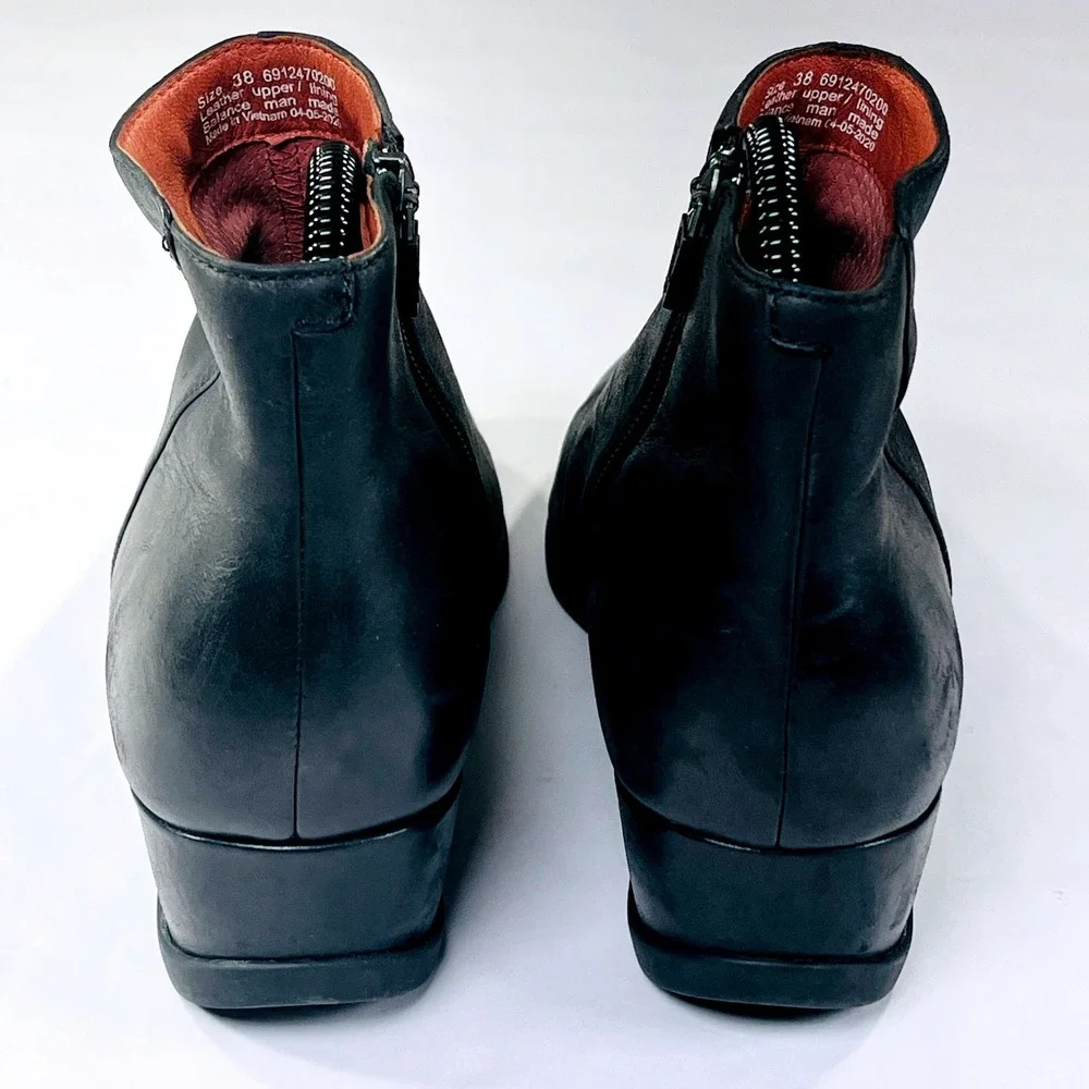 Dansko Serenity Boot Womens 38/7.5-8 Black Leather Waterproof Wedge Ankle Casual